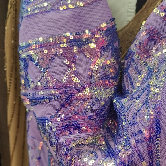 Lavender Sequin Strappy Evening Dress - Picture 8 of 9